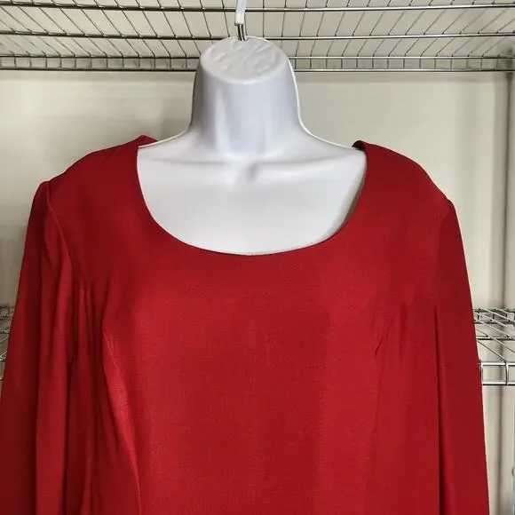 Vintage Y2K Cynthia Rowley 90's Women's Red Bell Sleeve Mini Dress Size 12 - Picture 7 of 11